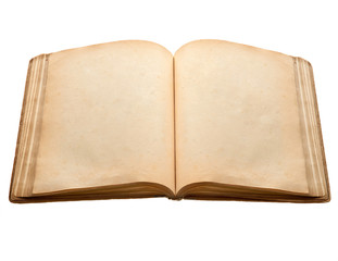 old book with blank yellow stained pages