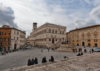 Perugia. Main square with the Maggiore fountain