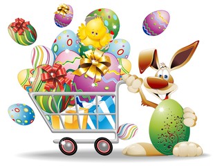 Carrello Spesa di Pasqua e Coniglio-Easter Shopping Cart