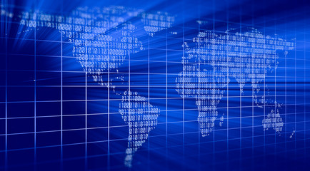 abstract binary code on blue background