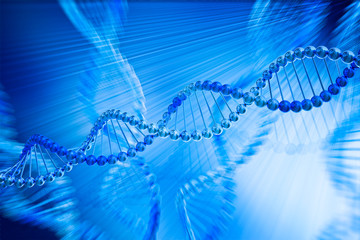 3d model of DNA on a blue background