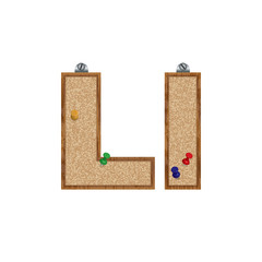 Vector set of cork board font with 3D pushpins - letter L