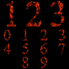 High resolution set of fire fonts on black