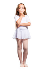 Little ballet dancer isolated on a white background