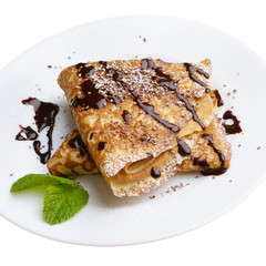 Crepes with chocolate sauce
