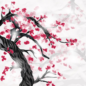 cherry blossom in spring ispired by japanese painting