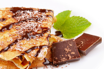 Crepes with chocolate sauce