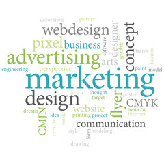 Marketing words cloud background.