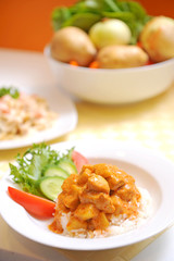 CHICKEN CURRY WITH RICE THAI FOOD