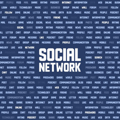 Background with social network keywords. Vector illustration.