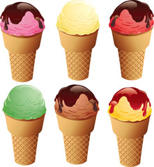 set of different ice cream