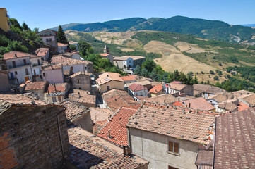 Fototapeta na wymiar Panoramiczny widok Pietrapertosa. Basilicata. Włochy.
