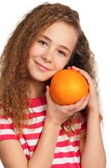 Fototapeta na wymiar Girl with orange