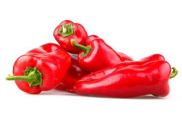 Red chilli peppers on white background