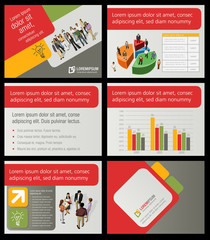 red, orange, green template with business people