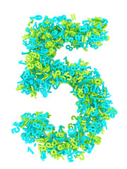 Ziffer 5 fünf aus 3D Zahlen