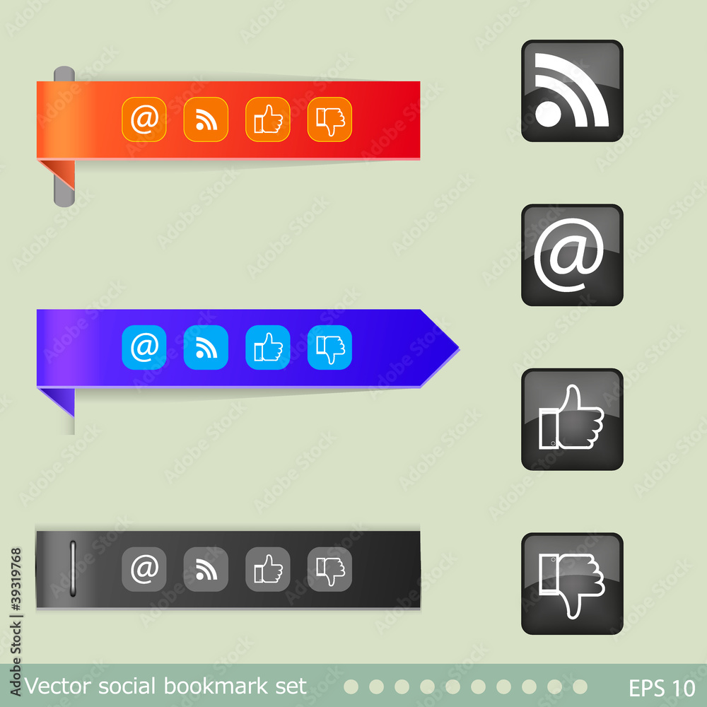 Wall mural vector bookmarks set with buttons. easy to edit