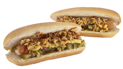 Hot Dogs with onions and cucumber