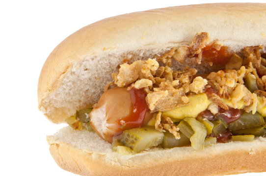 Hot Dog with onions and cucumber