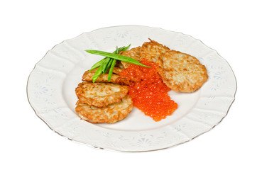 pancakes with red caviar