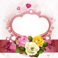 Background with butterflies, hearts and roses