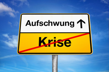 Aufschwung / Krise Ortsschild!