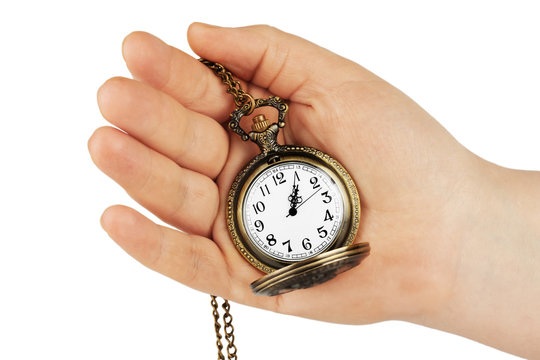 Golden Pocket Watch In Hand