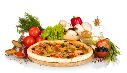 Crédence de cuisine en verre imprimé Herbes 2 délicieuses pizzas