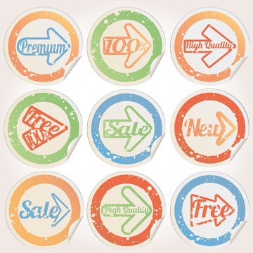 Set sticker vector grunge