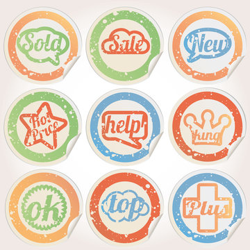 Set sticker vector grunge