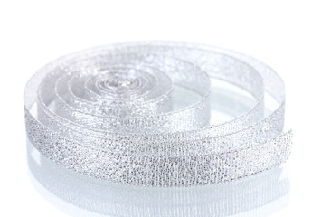 beautiful silver ribbon isolated on white