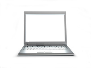 Laptop on white background.
