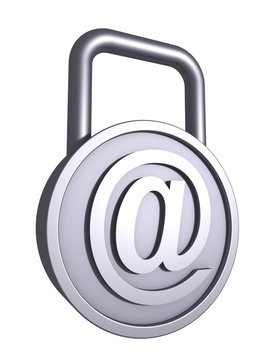 chrome e-mail symbol padlock. internet security concept