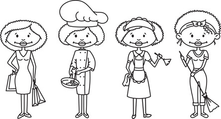 Cute African-American Housewives (outline version)