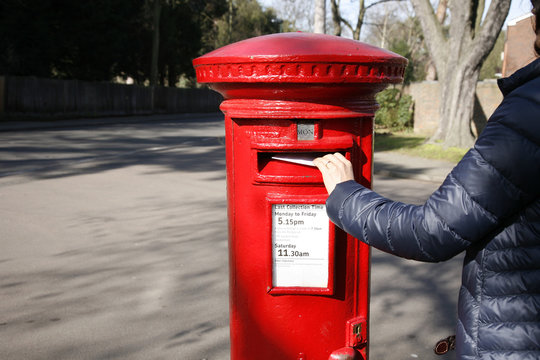 Traditional British red post box