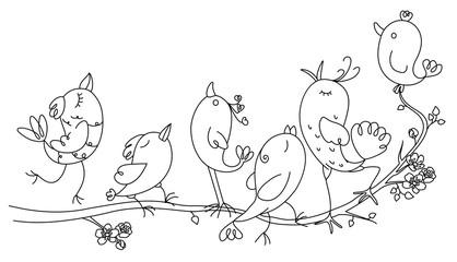 Singing birds on tree