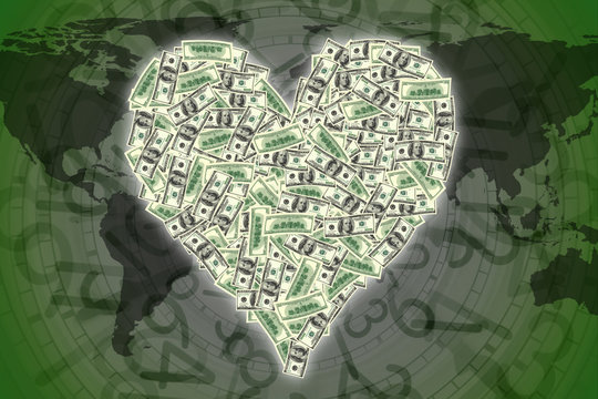 an image of heart shape with dollar bill