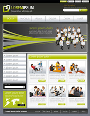 Green lime and gray website Template with business people