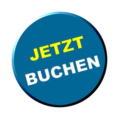 Button rund blau - Jetzt buchen