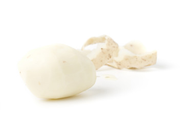 Peeled potatoes.