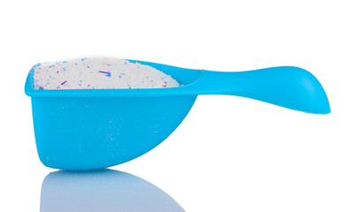 Washing powder in blue container,isolated on white