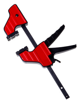 Joiner Clamp (wood tools) isolated on a white background.