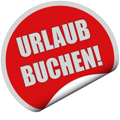 Sticker rot rund curl unten URLAUB BUCHEN