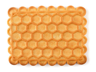 Honey biscuit top view isolated on white