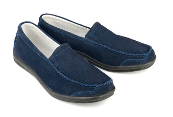 Blue soft  suede  loafer