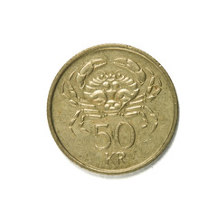 Naklejka premium icelandic coin on white background