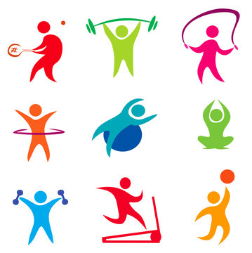 fitness, indoor sport icons