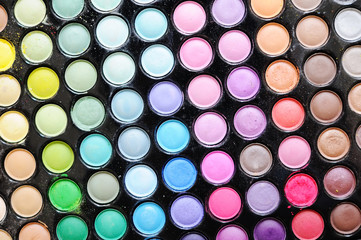 Palette of colorful eye shadows