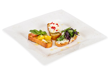 different colored Canapes on a white background