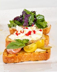 different colored Canapes on a white background